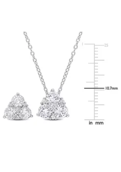 Hot Sale 😍 Lab Created 2-Piece Set of Created White Sapphire Earrings and Pendant with Chain in Sterling Silver by Belk & Co. 🎁 -DealsBelk & Co. Store Belk 11765