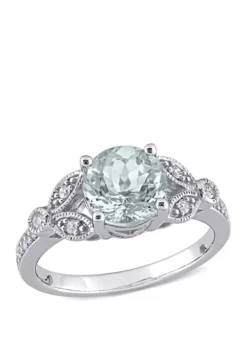 Deals 🛒 1 5/8 ct. t.w. Aquamarine and 1/7 ct. t.w. Diamond Filigree Ring by Belk & Co. 😉 -DealsBelk & Co. Store Belk 11774