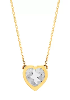 Hot Sale 👏 White Sapphire Heart Pendant Necklace in 10K Yellow Gold by Belk & Co. 🎉 -DealsBelk & Co. Store Belk 11787