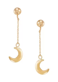 Promo 😍 Dangle 1/2 Moon Drop on Ball Post Earrings in 10K Yellow Gold by Belk & Co. 💯