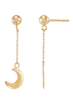 Promo 😍 Dangle 1/2 Moon Drop on Ball Post Earrings in 10K Yellow Gold by Belk & Co. 💯 -DealsBelk & Co. Store Belk 11793