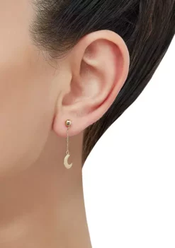 Promo 😍 Dangle 1/2 Moon Drop on Ball Post Earrings in 10K Yellow Gold by Belk & Co. 💯 -DealsBelk & Co. Store Belk 11794