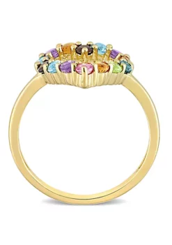 Flash Sale ⭐ Multi-Color Gemstones Open Heart Ring in 10k Yellow Gold by Belk & Co. 🔔 -DealsBelk & Co. Store Belk 11820