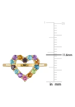 Flash Sale ⭐ Multi-Color Gemstones Open Heart Ring in 10k Yellow Gold by Belk & Co. 🔔 -DealsBelk & Co. Store Belk 11821