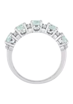 Cheapest ✨ Aquamarine and White Topaz Semi Eternity Ring in Sterling Silver by Belk & Co. 😍 -DealsBelk & Co. Store Belk 11833