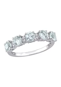 Cheapest ✨ Aquamarine and White Topaz Semi Eternity Ring in Sterling Silver by Belk & Co. 😍 -DealsBelk & Co. Store Belk 11836