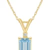 New 🔥 14K Gold 7x5 Emerald Cut Aquamarine Diamond Accent Pendant by Belk & Co. ✨