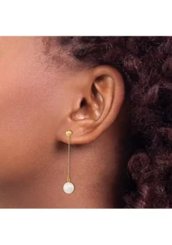 Hot Sale 👍 14K Yellow Gold 7-8mm White Round Freshwater Cultured Pearl Dangle Post Earrings by Belk & Co. 🔔 -DealsBelk & Co. Store Belk 11863