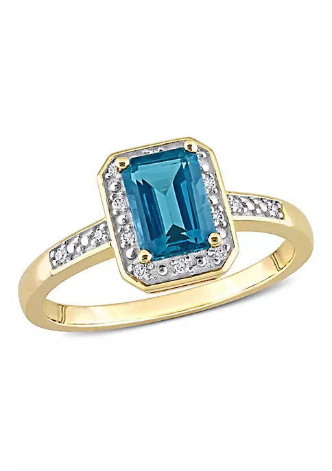 Best Sale 🛒 London Blue Topaz and Diamond Accent Halo Ring in 14k Yellow Gold by Belk & Co. 🎁 1 Best Sale 🛒 London Blue Topaz and Diamond Accent Halo Ring in 14k Yellow Gold by Belk & Co. 🎁