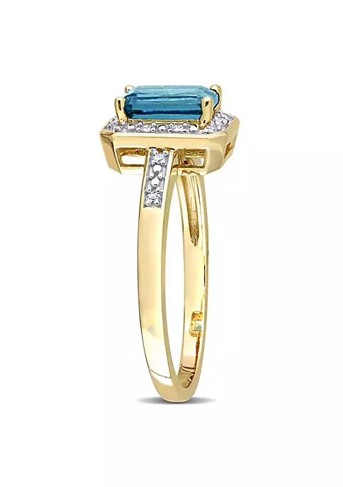 Best Sale 🛒 London Blue Topaz and Diamond Accent Halo Ring in 14k Yellow Gold by Belk & Co. 🎁 2 Best Sale 🛒 London Blue Topaz and Diamond Accent Halo Ring in 14k Yellow Gold by Belk & Co. 🎁 - Image 2