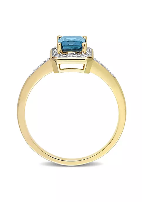 Best Sale 🛒 London Blue Topaz and Diamond Accent Halo Ring in 14k Yellow Gold by Belk & Co. 🎁 3 Best Sale 🛒 London Blue Topaz and Diamond Accent Halo Ring in 14k Yellow Gold by Belk & Co. 🎁 - Image 3