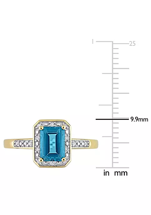 Best Sale 🛒 London Blue Topaz and Diamond Accent Halo Ring in 14k Yellow Gold by Belk & Co. 🎁 4 Best Sale 🛒 London Blue Topaz and Diamond Accent Halo Ring in 14k Yellow Gold by Belk & Co. 🎁 - Image 4