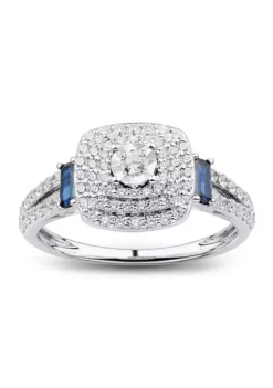 Buy ⭐ 1/2 ct. t.w. Diamond and Lab Created Sapphire Square Cut Ring in 10k White Gold by Belk & Co. 👏 -DealsBelk & Co. Store Belk 11872