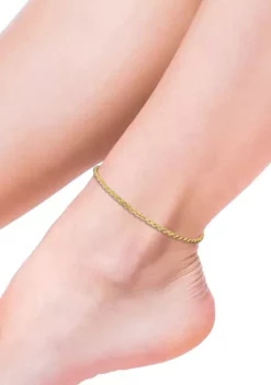 Best Sale ✔️ 18k Yellow Gold Plated Sterling Silver 2.2mm Rope Chain Anklet, 9" by Belk & Co. 😉 -DealsBelk & Co. Store Belk 11883