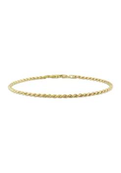 Best Sale ✔️ 18k Yellow Gold Plated Sterling Silver 2.2mm Rope Chain Anklet, 9" by Belk & Co. 😉 -DealsBelk & Co. Store Belk 11885