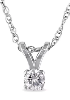 Buy 🔥 1/10 ct. t.w. Diamond Solitaire Pendant with Chain in 14k White Gold by Belk & Co. 🎁
