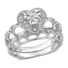 Best reviews of 🛒 1/7 CT TW Diamond Heart Shape Halo Bridal Ring Set in Sterling Silver by Belk & Co. 🥰