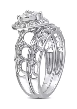 Best reviews of 🛒 1/7 CT TW Diamond Heart Shape Halo Bridal Ring Set in Sterling Silver by Belk & Co. 🥰 -DealsBelk & Co. Store Belk 11892