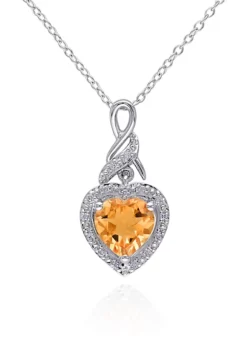 Budget 👍 Sterling Silver Citrine and Diamond Pendant by Belk & Co. 👏 -DealsBelk & Co. Store Belk 11902