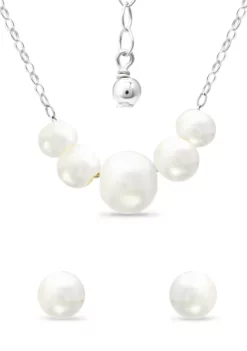 New 🧨 Fresh Water Pearl Necklace Earring 2-Piece Set in Sterling Silver by Belk & Co. ✨ -DealsBelk & Co. Store Belk 1191