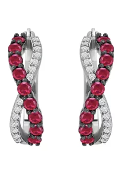 Buy ⌛ Lab Created 1.7 ct. t.w. Created Pink and White Sapphire Infinity Hoop Earrings, Sterling Silver by Belk & Co. 👏