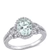 Best Pirce ⌛ Aquamarine and Diamond Halo Split Shank Ring by Belk & Co. ❤️