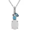 Buy 💯 Lab Created Opal, Blue Topaz, and White Topaz Necklace with 18" Cable Chain in Sterling Silver by Belk & Co. ❤️