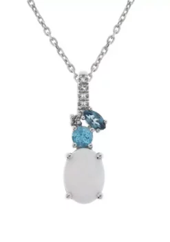 Buy 💯 Lab Created Opal, Blue Topaz, and White Topaz Necklace with 18" Cable Chain in Sterling Silver by Belk & Co. ❤️ -DealsBelk & Co. Store Belk 11961