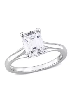 Flash Sale 👍 1.75 ct. t.w. Created Moissanite Emerald Cut Solitaire Ring in 10k White Gold by Belk & Co. 😀