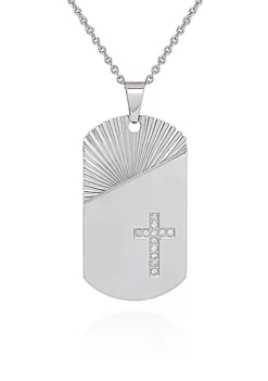Outlet 🛒 Cubic Zirconia Cross Pendant in Stainless Steel by Belk & Co. 😉
