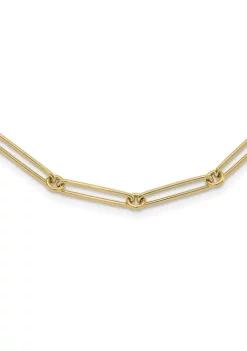 New 🛒 14K Yellow Gold Polished Hollow Paperclip Link Necklace by Belk & Co. 👍