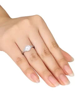 Brand new ⭐ Sterling Silver White Cultured Freshwater Pearl and Diamond Ring by Belk & Co. 🌟 -DealsBelk & Co. Store Belk 120