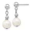 Flash Sale 🔥 14K White Gold 7-8mm White Semi-round Freshwater Cultured Pearl Dangle Post Earrings by Belk & Co. 😀