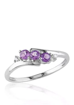 Best Sale 🎉 10k White Gold Amethyst and Diamond Ring by Belk & Co. 🎉