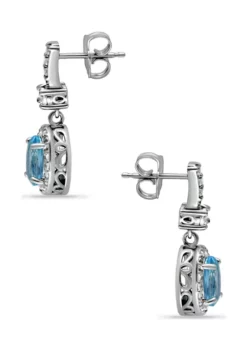 Best deal 🔔 2.32 ct. Blue Topaz and Created White Sapphire Drop Earrings, Sterling Silver by Belk & Co. 😉 -DealsBelk & Co. Store Belk 12034