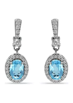 Best deal 🔔 2.32 ct. Blue Topaz and Created White Sapphire Drop Earrings, Sterling Silver by Belk & Co. 😉 -DealsBelk & Co. Store Belk 12036