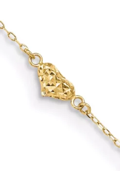 Cheapest 👏 14K Yellow Gold Polished Diamond Cut Triple Puffed Hearts 9 Inch Plus 1 Inch Extension Anklet by Belk & Co. ⌛ -DealsBelk & Co. Store Belk 1207
