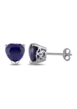 Top 10 🛒 Lab Created 4.50 ct. t.g.w. Heart Shaped Created Blue Sapphire Stud Earrings in Sterling Silver by Belk & Co. 😀 -DealsBelk & Co. Store Belk 12078
