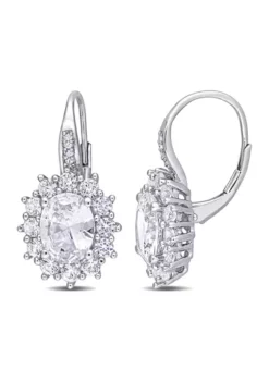 Deals 👍 8 ct. t.w. Created White Sapphire and Diamond Accent Floral Halo Earrings in Sterling Silver by Belk & Co. 🌟 -DealsBelk & Co. Store Belk 12082