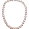 Promo 🧨 18" 11-11.5MM Pink Freshwater Cultured Pearl Necklace with 14 KW 0.06CT TW Diamond 12 MM Ball Clasp (AB Quality) by Belk & Co. 👏