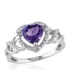 Best Sale ❤️ Amethyst and Diamond Heart Ring in Sterling Silver by Belk & Co. 🎉