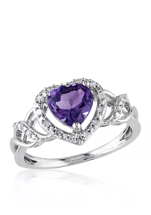 Best Sale ❤️ Amethyst and Diamond Heart Ring in Sterling Silver by Belk & Co. 🎉 1 Best Sale ❤️ Amethyst and Diamond Heart Ring in Sterling Silver by Belk & Co. 🎉