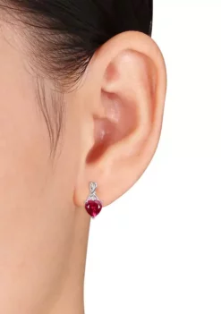 Best reviews of ❤️ Lab Created 3 3/4 CT TGW Created Ruby and Diamond Heart Twist Pendant with Chain and Earrings 2-Piece Set in Sterling Silver by Belk & Co. 🤩 -DealsBelk & Co. Store Belk 12143