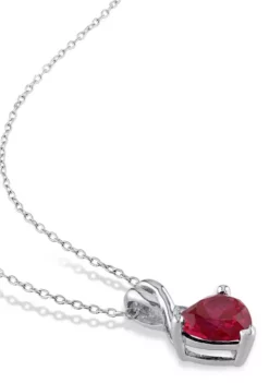 Best reviews of ❤️ Lab Created 3 3/4 CT TGW Created Ruby and Diamond Heart Twist Pendant with Chain and Earrings 2-Piece Set in Sterling Silver by Belk & Co. 🤩 -DealsBelk & Co. Store Belk 12144