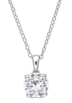 Buy ⌛ Lab Created 1.61 ct. t.g.w. Created White Sapphire Solitaire Pendant with Chain in Sterling Silver by Belk & Co. 😉
