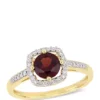 Brand new 🛒 1 ct. t.w. Garnet and 1/7 ct. t.w. Diamond Floating Halo Ring in 10k Yellow Gold by Belk & Co. 🤩