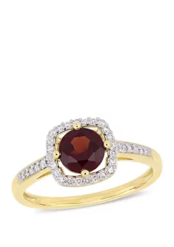 Brand new 🛒 1 ct. t.w. Garnet and 1/7 ct. t.w. Diamond Floating Halo Ring in 10k Yellow Gold by Belk & Co. 🤩