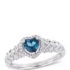 Cheapest ❤️ 1/2 ct. t.w. London-Blue Topaz and 0.06 ct. t.w. Diamond Halo Heart Ring in 10k White Gold by Belk & Co. 🔔