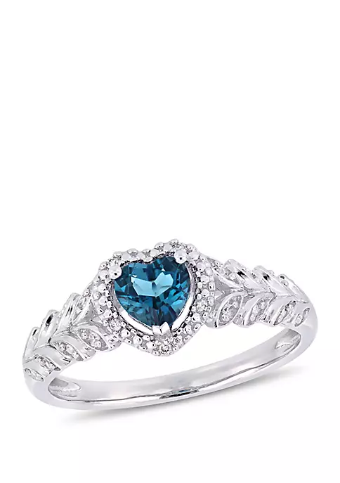 Cheapest โค๏ธ 1/2 ct. t.w. London-Blue Topaz and 0.06 ct. t.w. Diamond Halo Heart Ring in 10k White Gold by Belk & Co. ๐ 1 Cheapest โค๏ธ 1/2 ct. t.w. London-Blue Topaz and 0.06 ct. t.w. Diamond Halo Heart Ring in 10k White Gold by Belk & Co. ๐