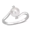Deals 😀 Lab Created 7-7.5mm Freshwater Cultured Pearl and Created White Sapphire Bypass Ring in Sterling Silver by Belk & Co. 🛒